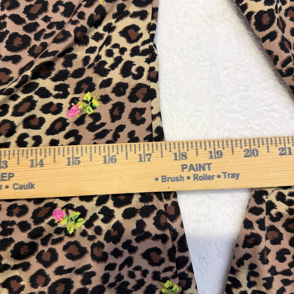Betsey Johnson Size M Leopard Floral Top Y2K Indie Stretch Blouse - Picture 5 of 7
